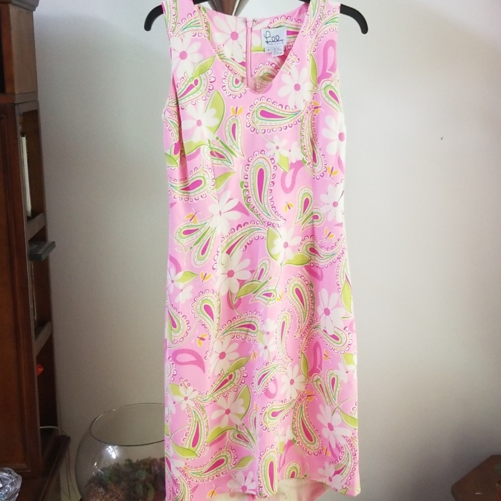 Lilly pulitzer silk dress pink paisley